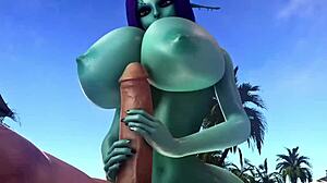 बस्टी सोरिया को 3D एनिमेशन में उसकी बड़ी छाती और गांड की पूजा मिलती है