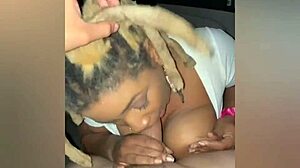 Caribische babe krijgt haar grote tieten aanbeden en geneukt in het openbaar