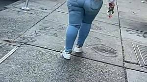 Hidden camera captures a stunning Latina's juicy booty