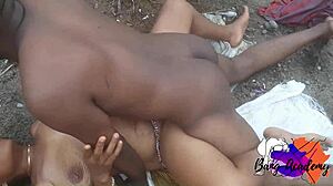 Black amateur gets pounded by big black cock in the jungle